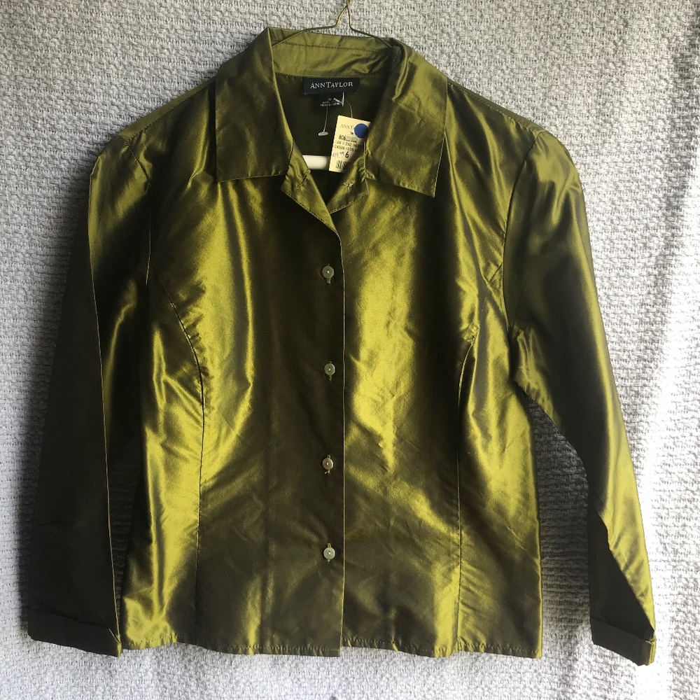Loden green silk blouse